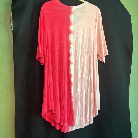 LANE BRYANT UEC Women’s Size 18/20 two-tone pink tie-dye short sleeve shirt top - Picture 5 of 6
